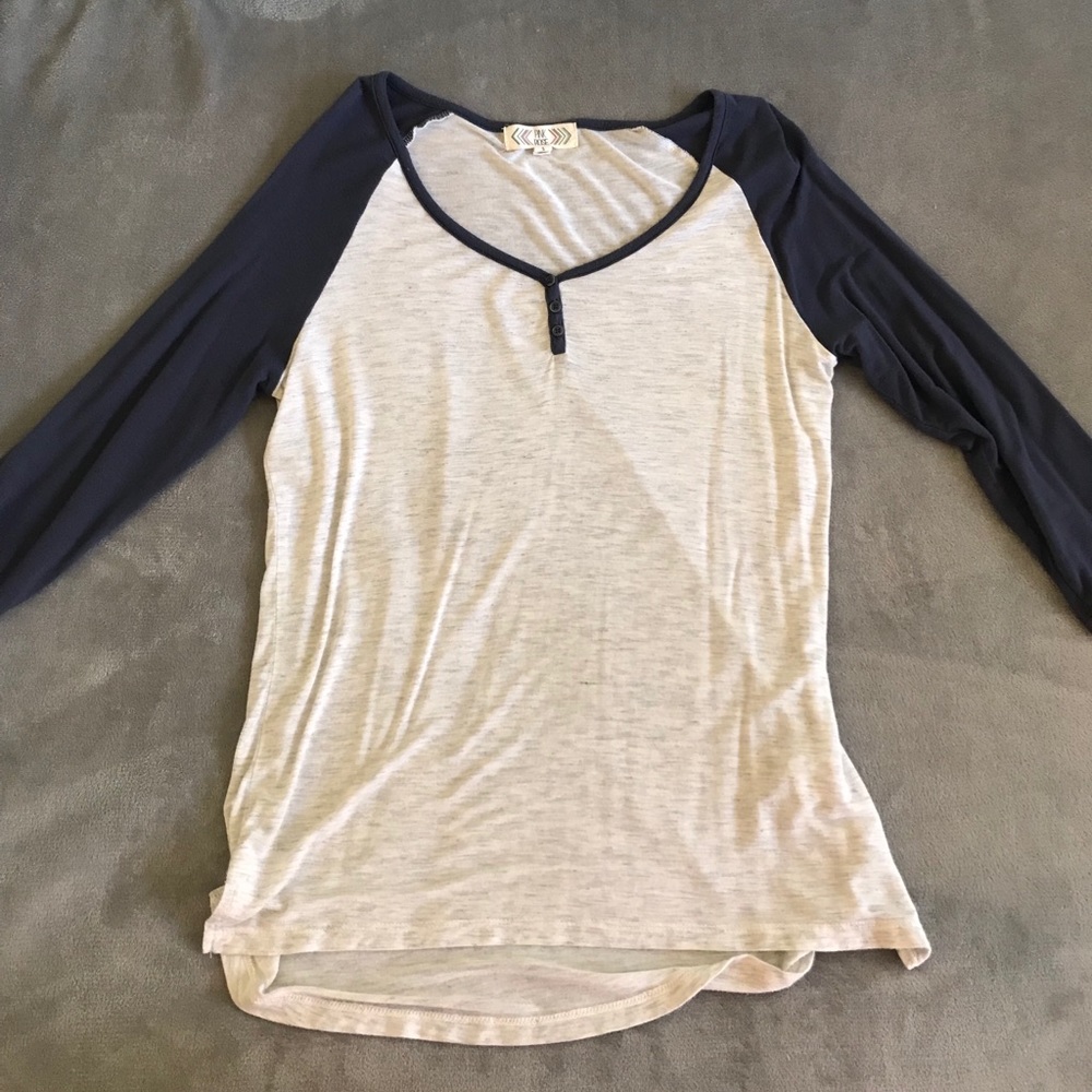 Blue and white baseball tee